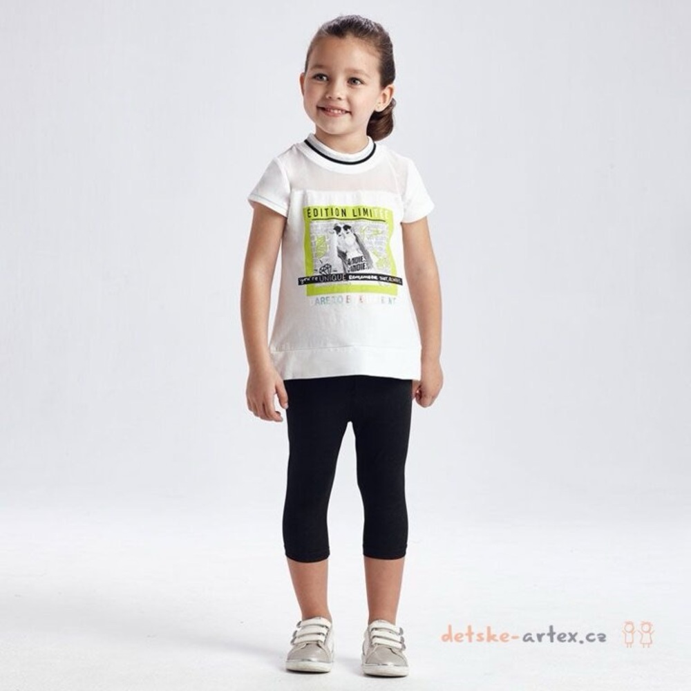 Size 4 Girls Mayoral White and Black Graphic Kids Set